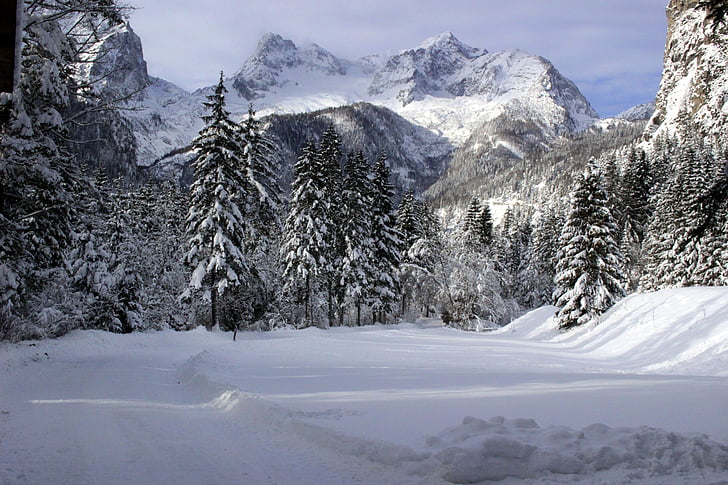 hory, Rakousko, sníh, Zimní, výlet, krajina, Příroda