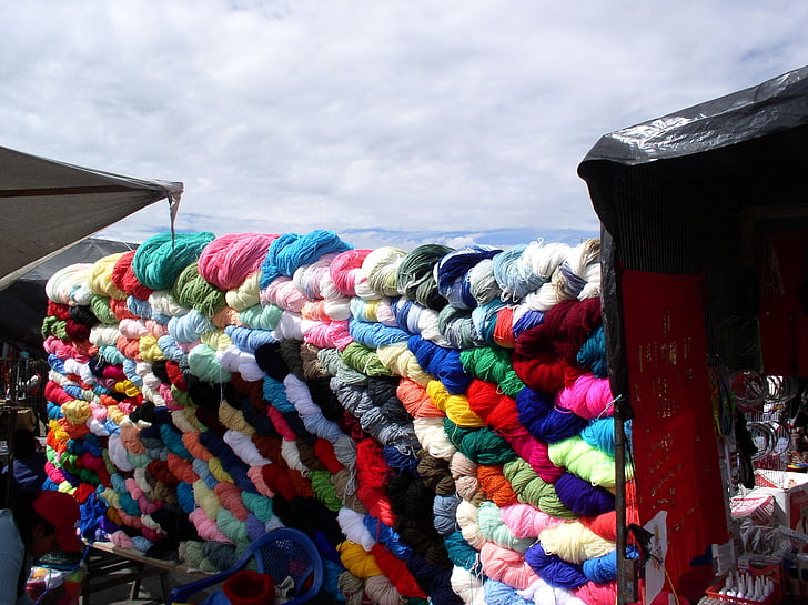 warna, wol, pasar, Ekuador, budaya