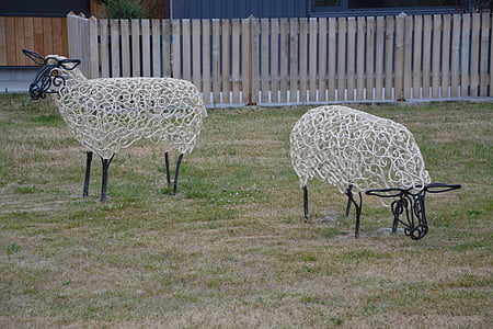 moutons en fer forgé, Metal, décoration de jardin, Œuvre d’art, oeuvre d’art, sculpture