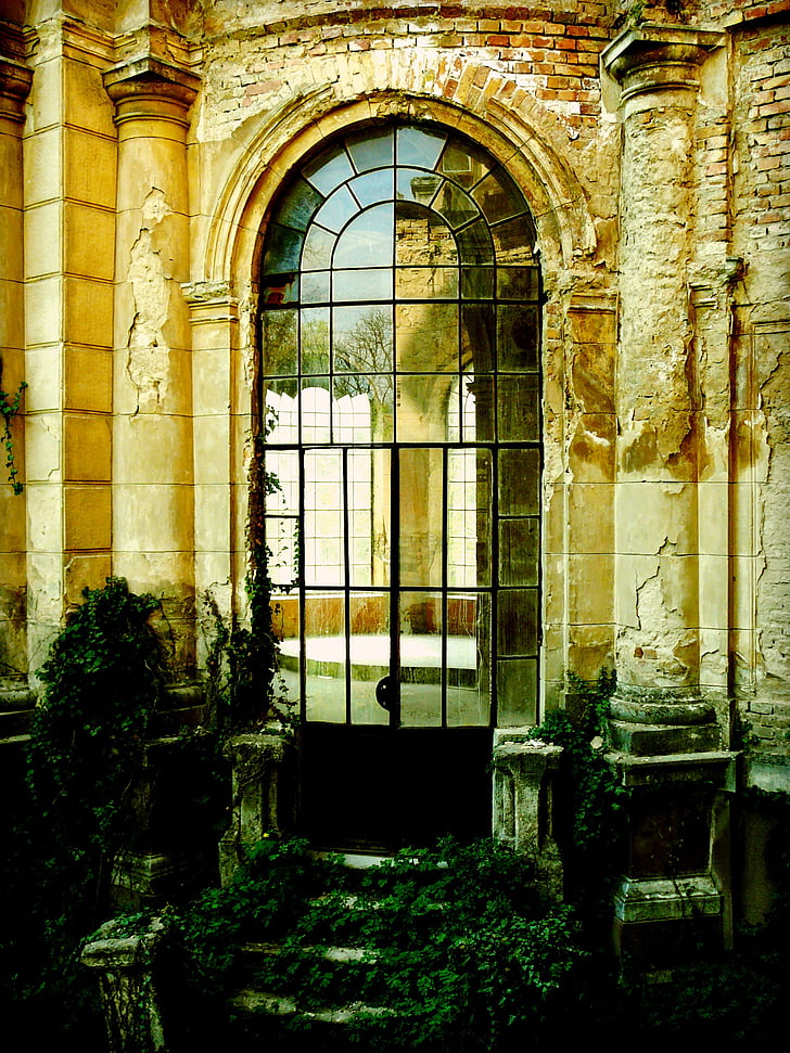 Castillo, escalera, vidrio barroco, ROM, región, amarillo, verde