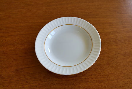 porcelán tányér, üres, fehér, klasszikus, lemez, edények, táblázat