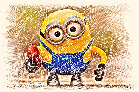minion, yellow, funny, figure, drawing, colorful, children