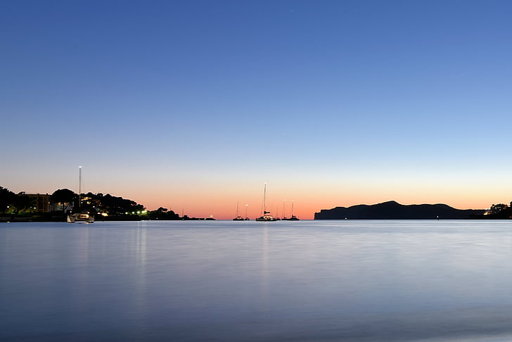 éjszaka, víz, tengeri tájkép, Mallorca, Mallorca, sziget, mediterrán
