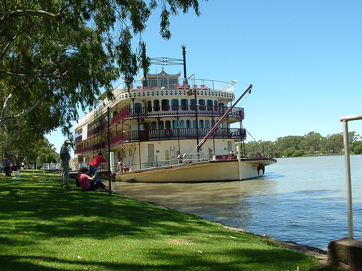 paddle steamer, mái chèo, thuyền, con tàu, sông, đi du lịch, Úc