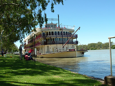 Paddle steamer, peddel, boot, schip, rivier, reizen, Australië