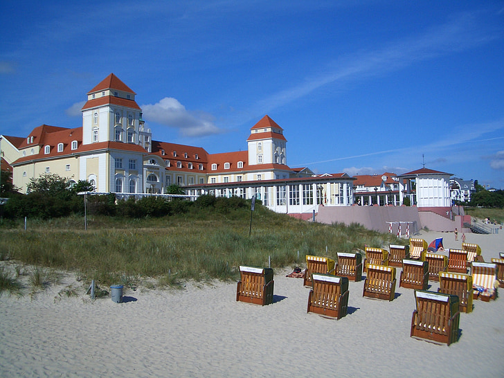 Binz, Rügen, Isla, Báltico, Playa, sillas de playa, Alemania