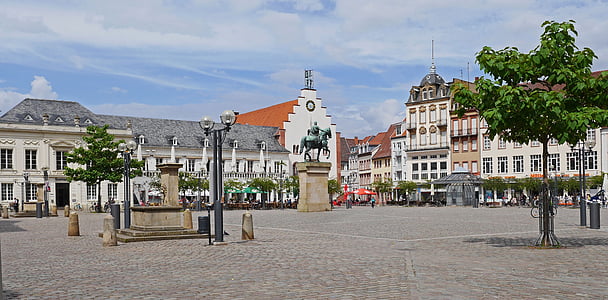 Landau in der pfalz, Alun-alun kota, stadtmiite, Pusat, Toko-toko, Hotel, Restoran