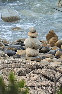 stone balancing, beach, australia
