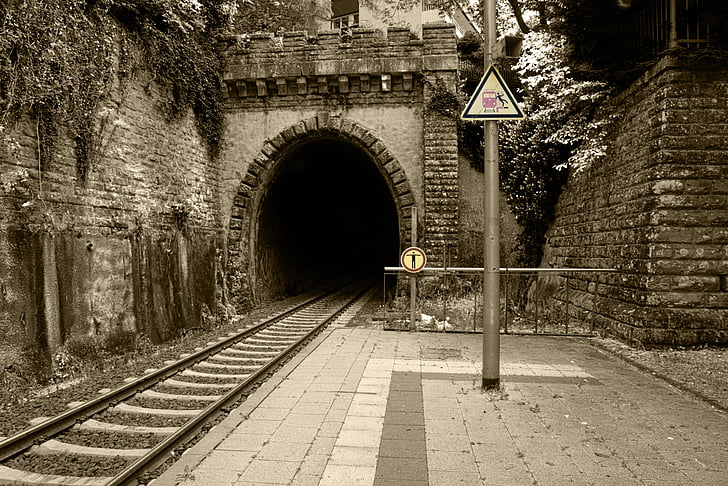 järnvägsstation, tåg, tunnel, järnväg, järnvägsspår, plattform, Gleise