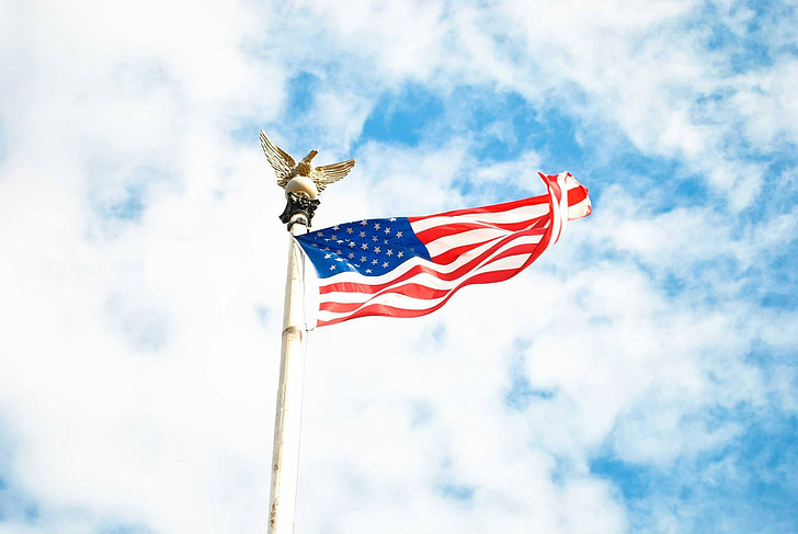 флаг, Американски, синьо, символ, националните, патриотичен, гордост
