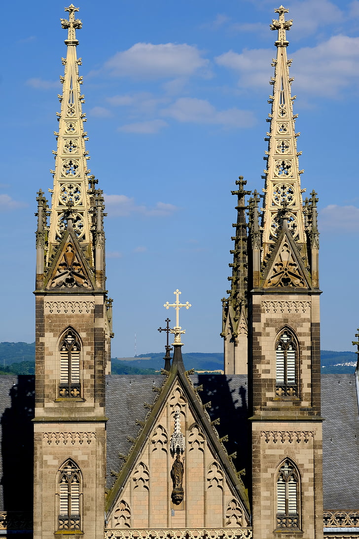 egyházi steeples, templom, Steeple, katolikus, román, Németország, építészet