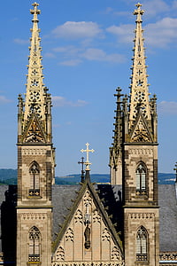 教会の尖塔, 教会, 尖塔, カトリック, ロマネスク様式, ドイツ, アーキテクチャ