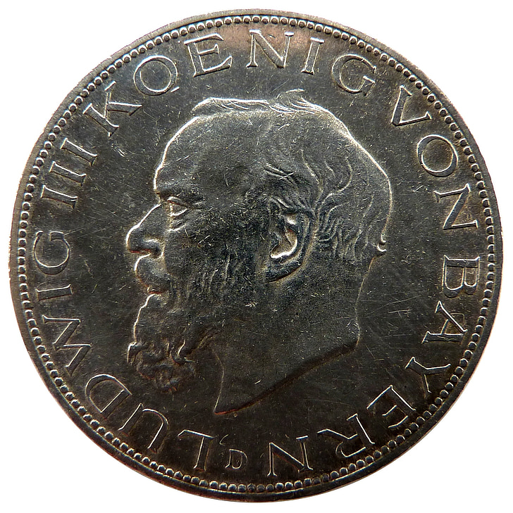 Mark, Bavaria, Ludvigs, monētas, valūta, numismātikas, piemiņas monētām