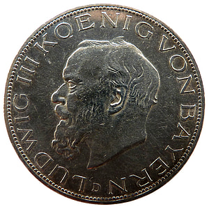 Mark, Bavaria, Ludwig, koin, mata uang, numismatik, peringatan