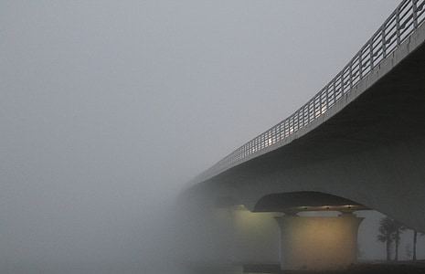 bridge, fog, foggy