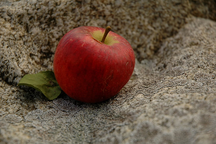 Apple, rød, frugt, mad, sund, lækker, sten