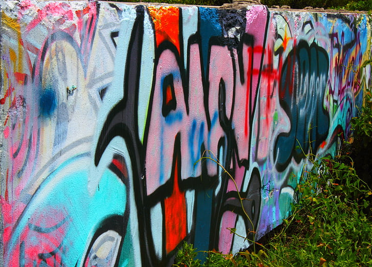 Graffiti, mur, peinture, rue, urbain, conception, sale