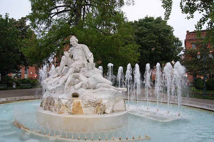 Тулуза, Франция, фонтан, Туризъм, Паметник