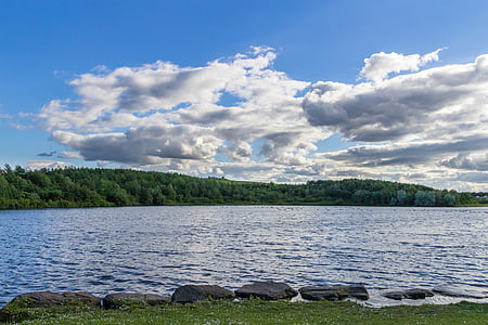 lake, clouds, forest, landscapes, cloudy, water, park