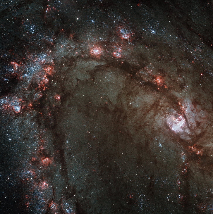 Galaxy, Galaxia Južný veterník, M83, Hubbel vesmírny ďalekohľad, hviezdy, hviezdy narodenia, hviezdokôp