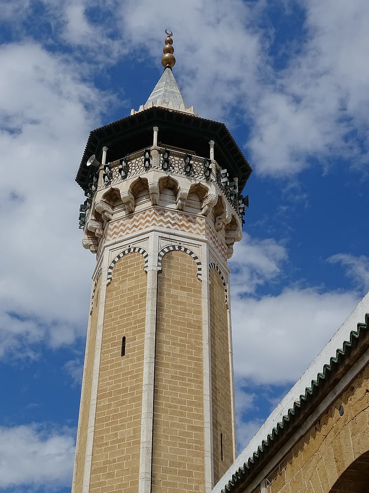 minaret de, Mosquée, Tunis, Tunisie, le madina, tour, architecture