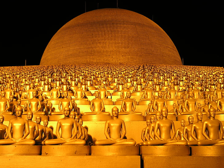 Dhammakaya Pagode, mehr als, Mio., Budhas, Gold, Buddhismus, Wat