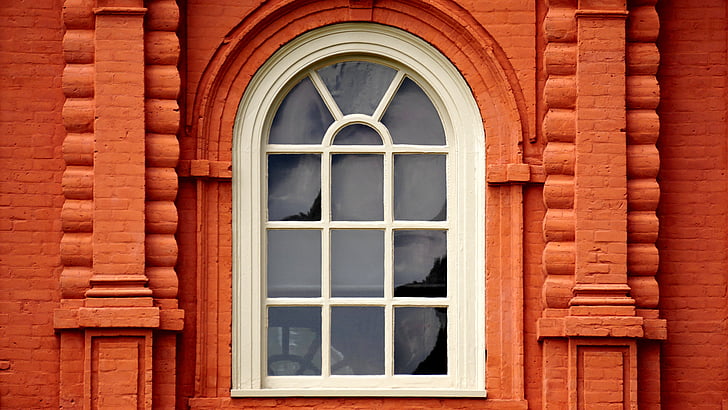 finestra, edifici, arquitectura, exterior, reflexió, vell, vidre