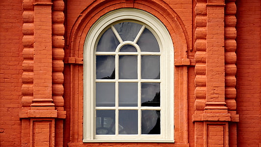 vindue, bygning, arkitektur, udvendig, refleksion, gamle, glas