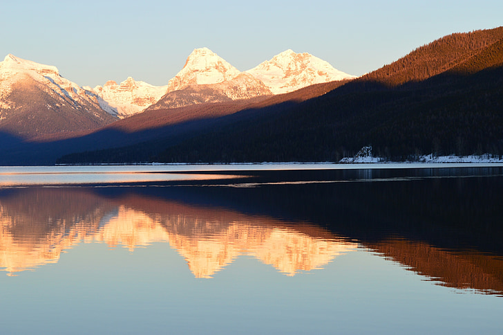 malebný, krajina, Apgar hory, Lake mcdonald, reflexe, barevné, Národní park Glacier
