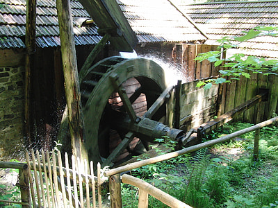 waterrad, slijpen van de molen, water molen, bos, jicht, Sägmühle, molen wiel