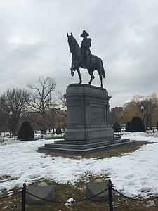 Бостон, парк, взимку, Кінь, Джорджа Вашингтона, Статуя, Меморіал