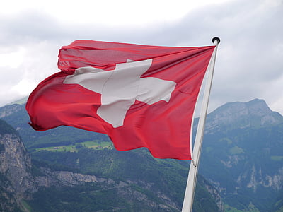 Švýcarsko, vlajka, švýcarská vlajka, kříž, vlajkové stožáry