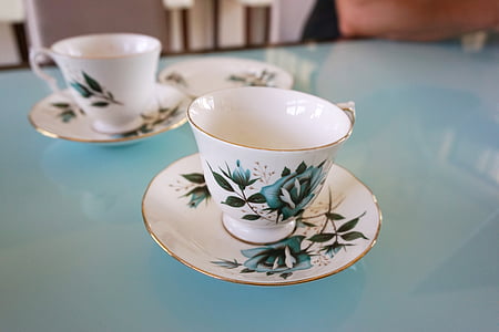 thee, kopje thee, Vintage, schotel, middag, Floral, China