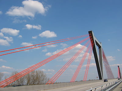 Köprü, otoyol, A40, Havaalanı, Havaalanı Köprüsü, Düsseldorf, Halatlar