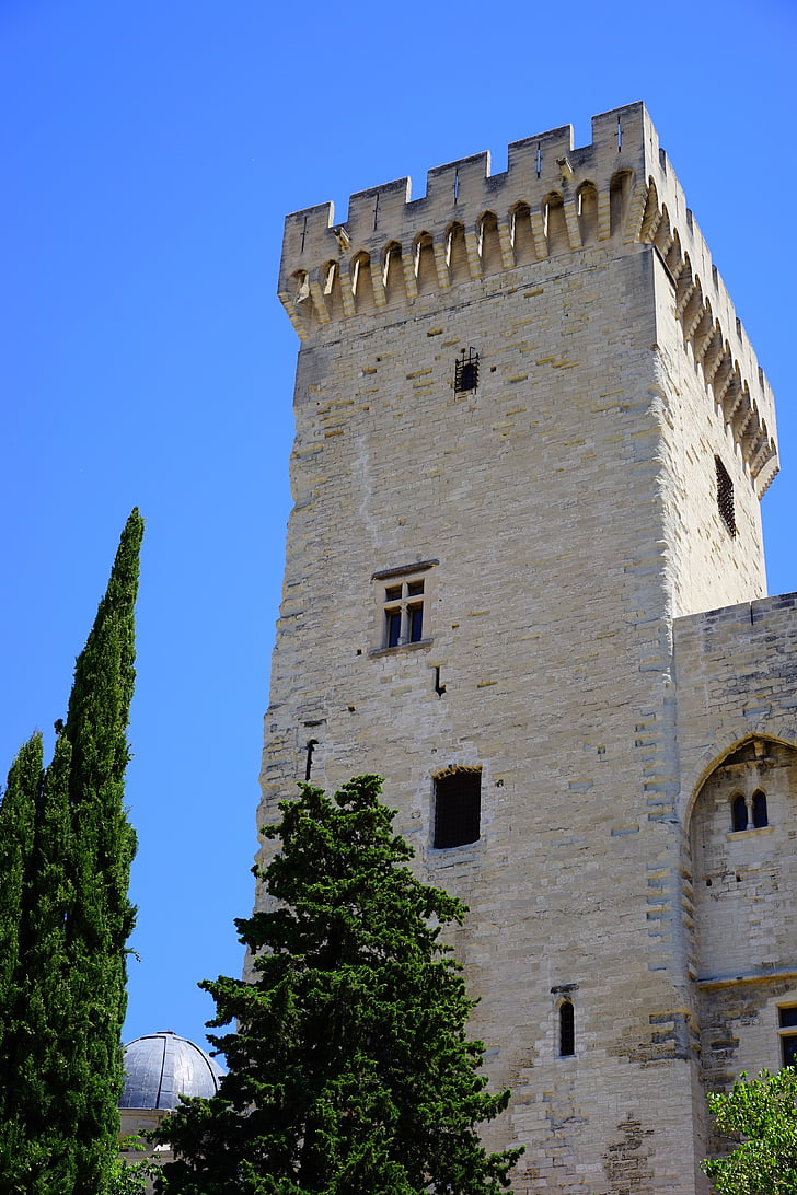 hjørnet av tårnet, defensiv tower, Palais des papes, forsvar, Avignon, byen, sentrum
