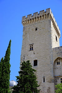 Torre de canto, Torre de defesa, Palais des papes, defesa, Avignon, cidade, centro da cidade