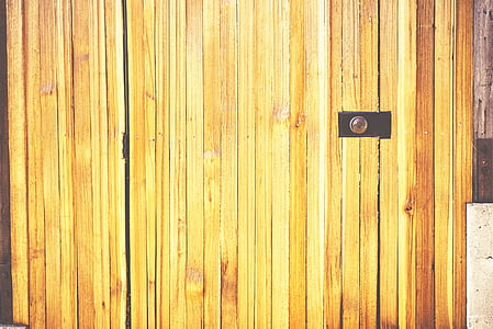 photo, fermer, brun, en bois, porte, bois, clôture