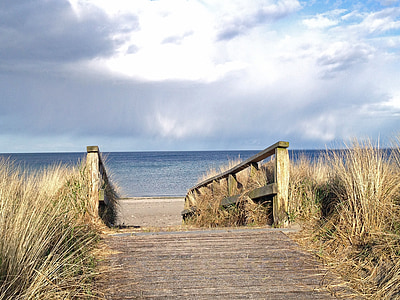 distanza, spiaggia, accesso alla spiaggia, Mar Baltico, natura, mare, legno - materiale