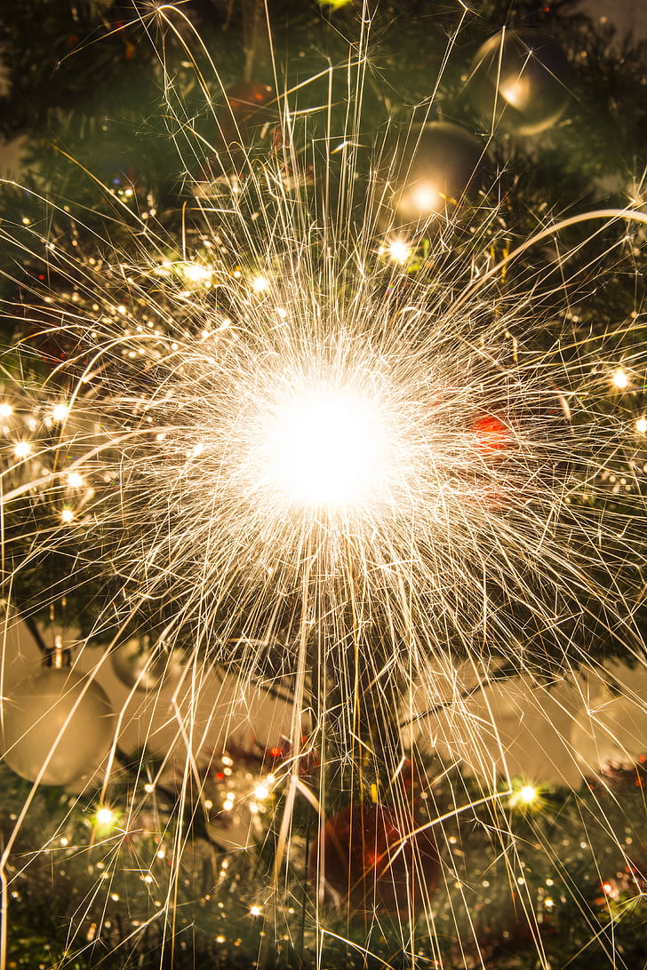 spark, lights, fireworks, glow, christmas, sparkle, xmas