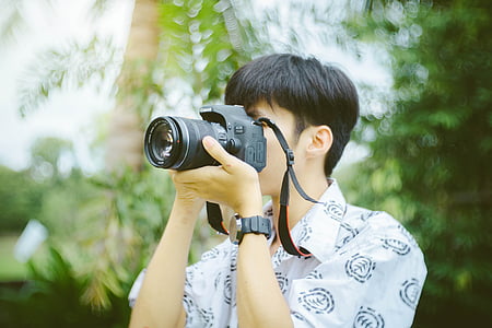 fotocamera, lente, accessorio, fotografia, fotografo, persone, ragazzo