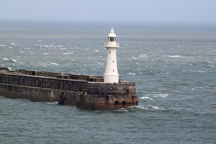Lighthouse, port, Dover, Pier, Sky, vand, havet