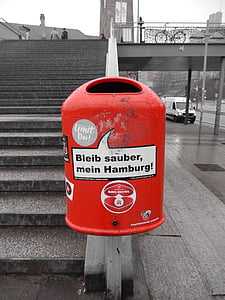 papperskorgen, soptunna, Hamburg, miljö, miljöskydd, sopor, föroreningar