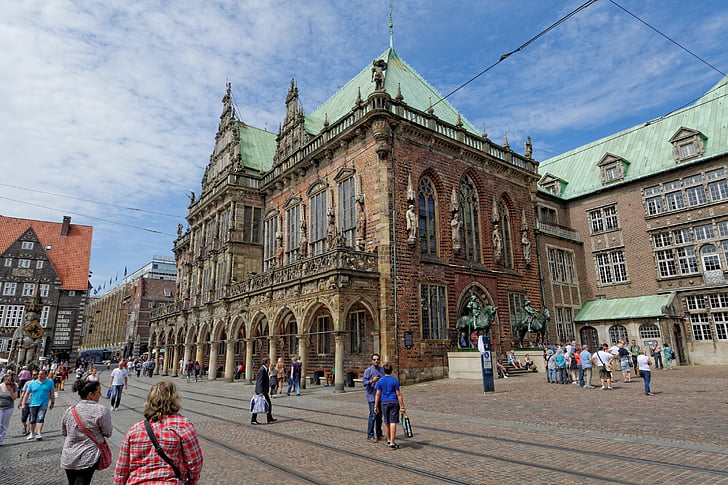 rådhus, Bremen, Tyskland, historisk set, bygning, arkitektur