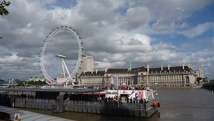 London Eye-maailmanpyörä, Lontoo, Maamerkki, rakennus, Iso-Britannia, Britannian, River