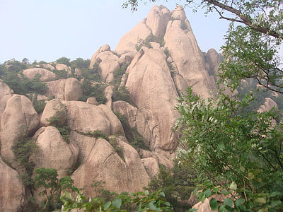 góry Chaja, Henan, Chiny, skały, czerwonych skał, krajobraz, bezdroża