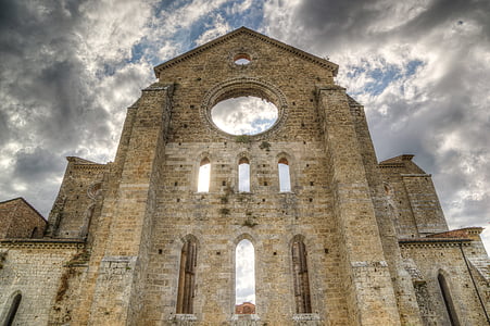 San galgano, Abbey, reruntuhan, Tuscany, Gereja, arsitektur, abad pertengahan