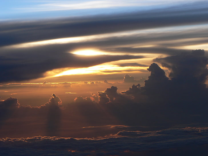 sunset, above the clouds, fly, sky