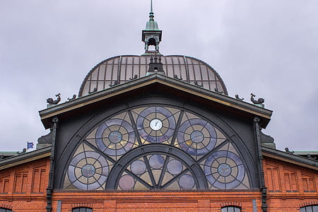 Hamburgo, mercado de peixe, arquitetura, Porto, janela, história, lugar famoso