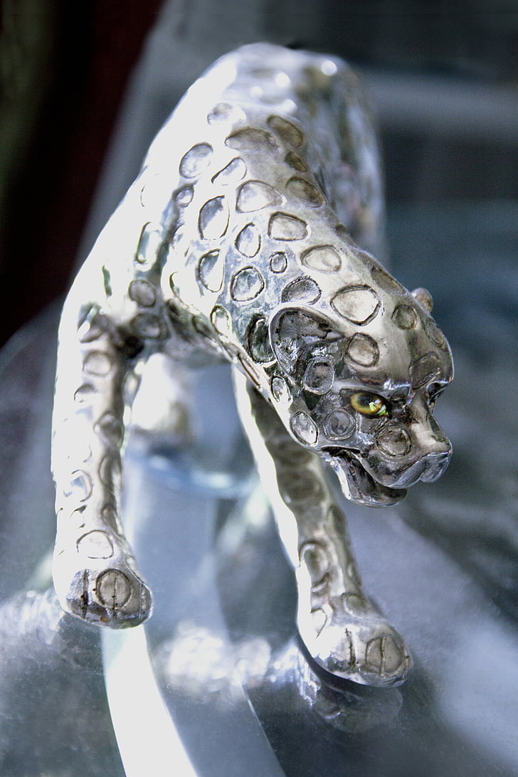 panther, decoration, silvery, silberig
