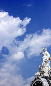 sculputure, Голубой, греческий, Мексика, небо, облака, пейзаж